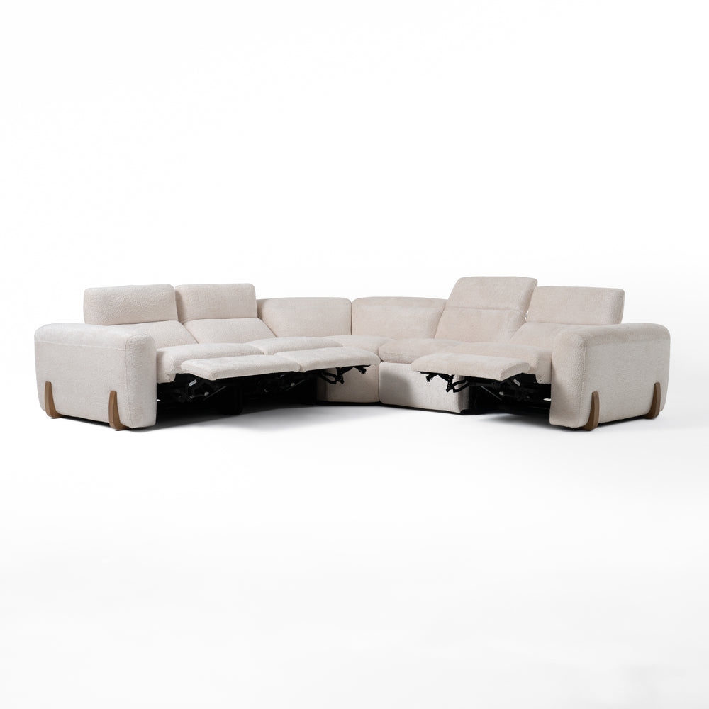 Conrad - Modern Beige Fabric Sectional With 3 Recliners - View 3