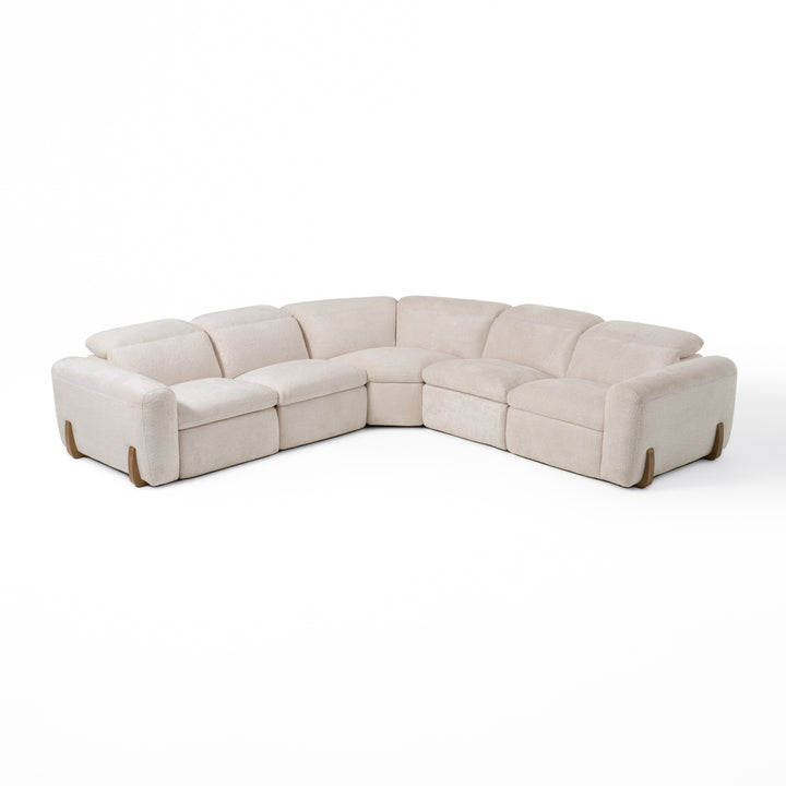 Conrad - Modern Beige Fabric Sectional With 3 Recliners