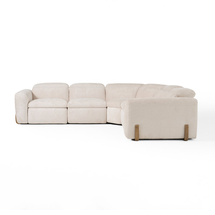Conrad - Modern Beige Fabric Sectional With 3 Recliners