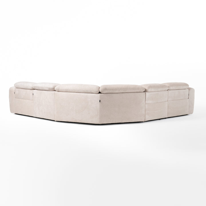 Conrad - Modern Beige Fabric Sectional With 3 Recliners