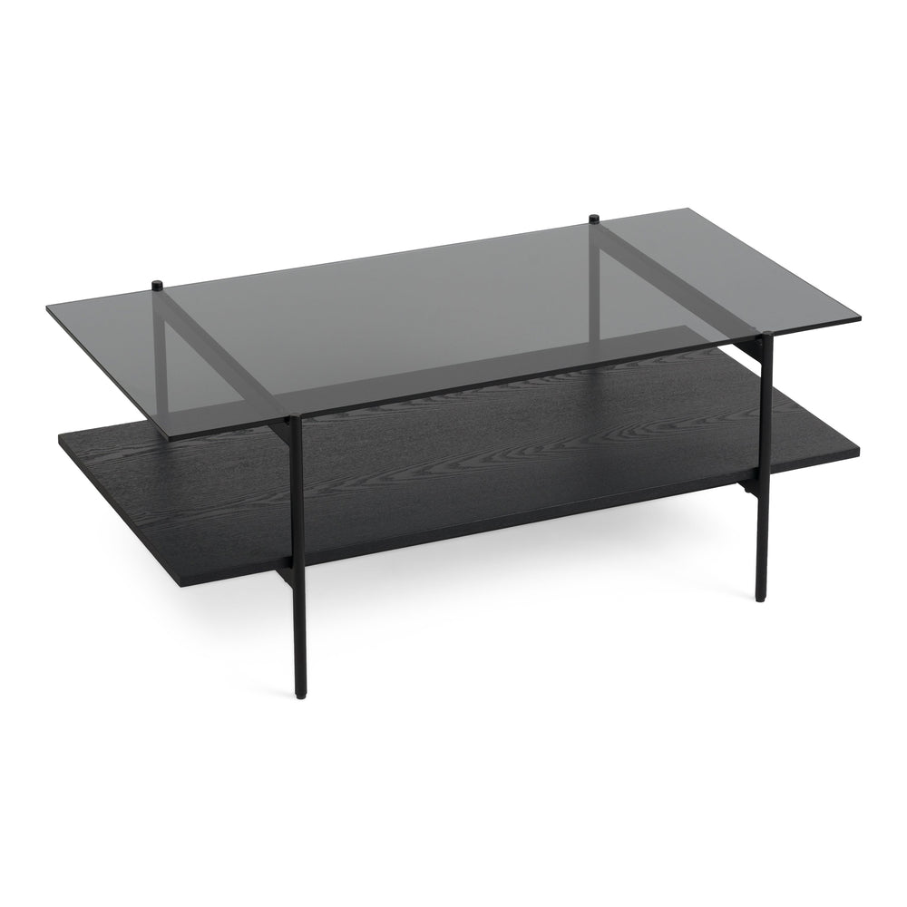 Conley - Mid-Century Modern Grey Glass + Black Ash Coffee Table - View 8