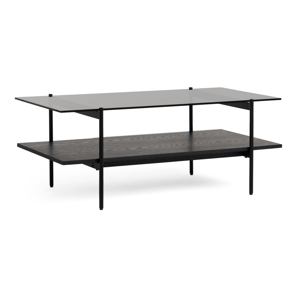 Conley - Mid-Century Modern Grey Glass + Black Ash Coffee Table - View 6