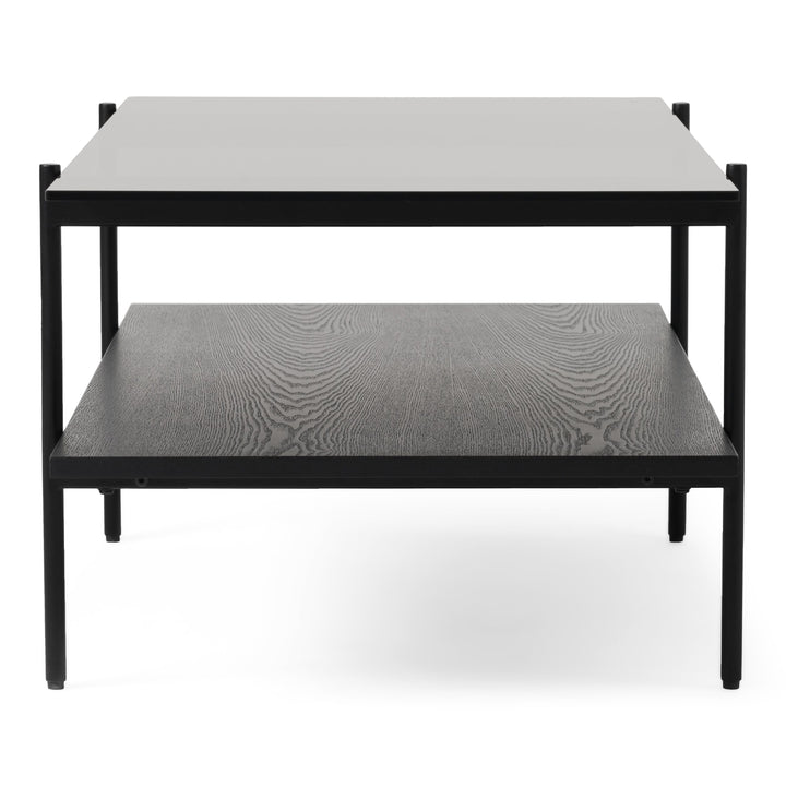 Conley - Mid-Century Modern Grey Glass + Black Ash Coffee Table
