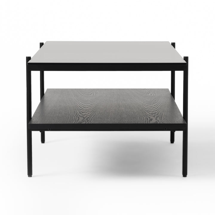 Conley - Mid-Century Modern Grey Glass + Black Ash Coffee Table