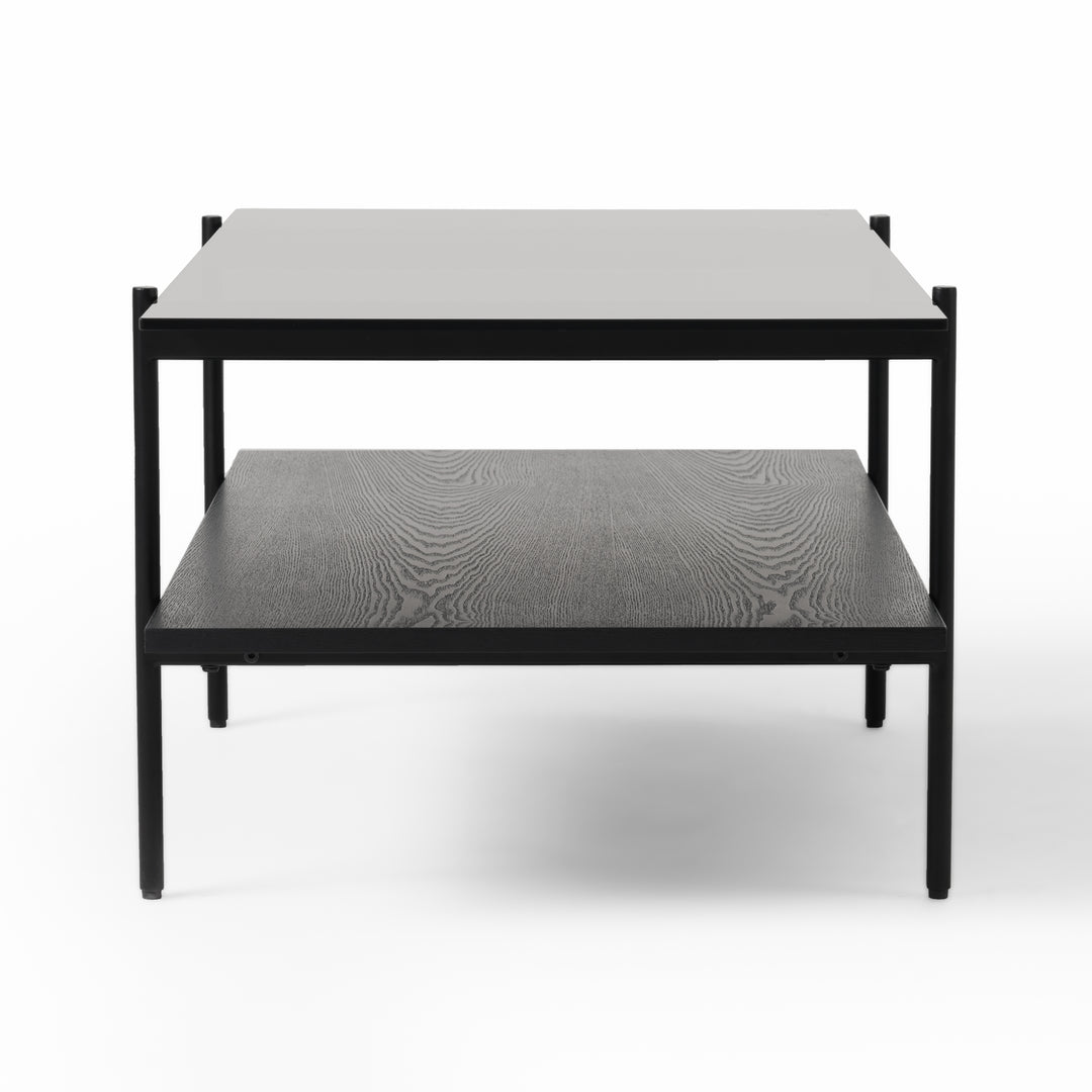 Conley - Mid-Century Modern Grey Glass + Black Ash Coffee Table