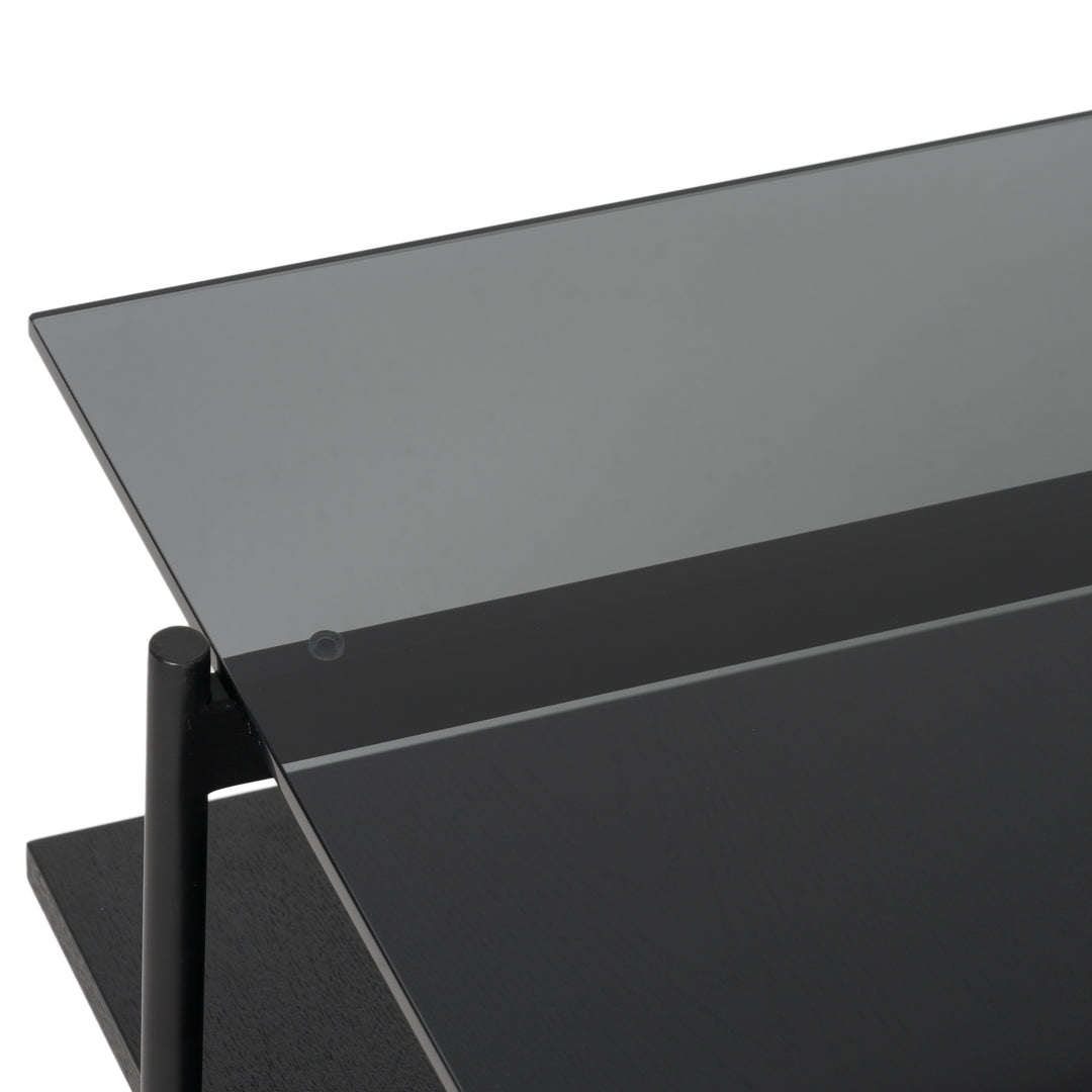 Conley - Mid-Century Modern Grey Glass + Black Ash Coffee Table