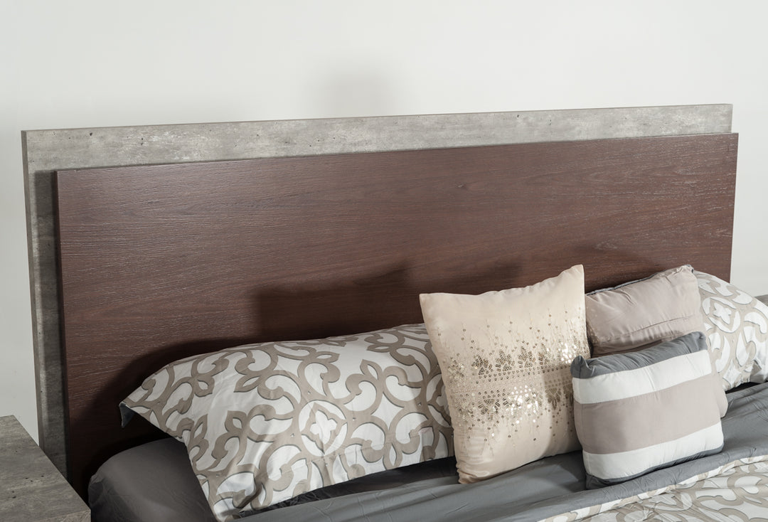Conner Modern Dark Walnut  and  Faux Concrete Bed