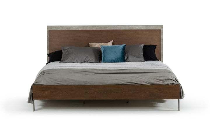 Conner Modern Dark Walnut &amp; Faux Concrete Bed