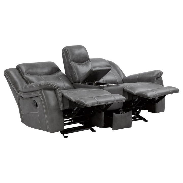 Conrad - Upholstered Padded Arm Glider Loveseat - Gray Reclining Loveseat modern furniture Contempo Furniture