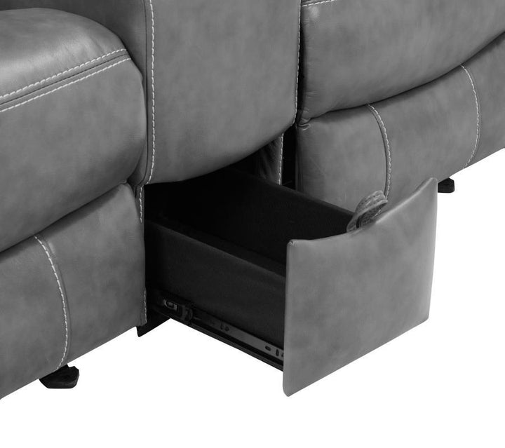 Conrad - Upholstered Padded Arm Glider Loveseat - Gray Reclining Loveseat modern furniture Contempo Furniture