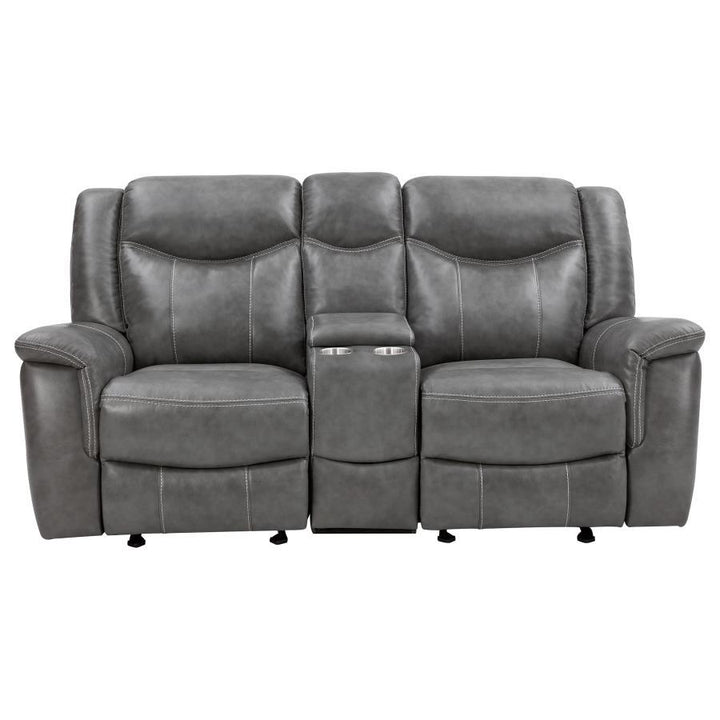 Conrad - Upholstered Padded Arm Glider Loveseat - Gray Reclining Loveseat modern furniture Contempo Furniture
