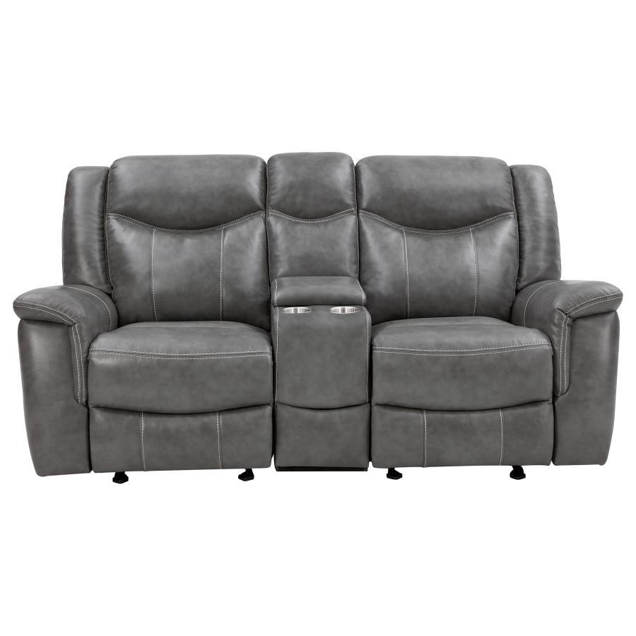 Conrad - Upholstered Padded Arm Glider Loveseat - Gray Reclining Loveseat modern furniture Contempo Furniture