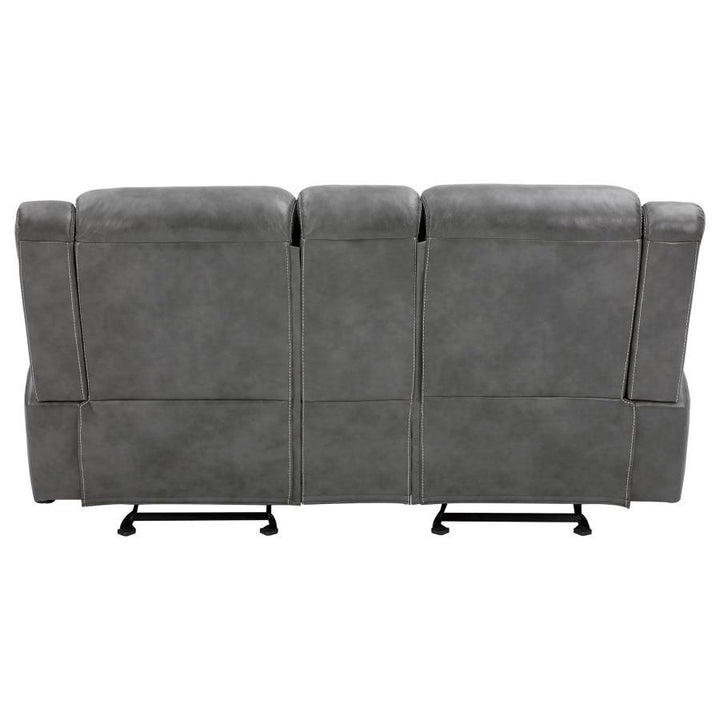 Conrad - Upholstered Padded Arm Glider Loveseat - Gray Reclining Loveseat modern furniture Contempo Furniture