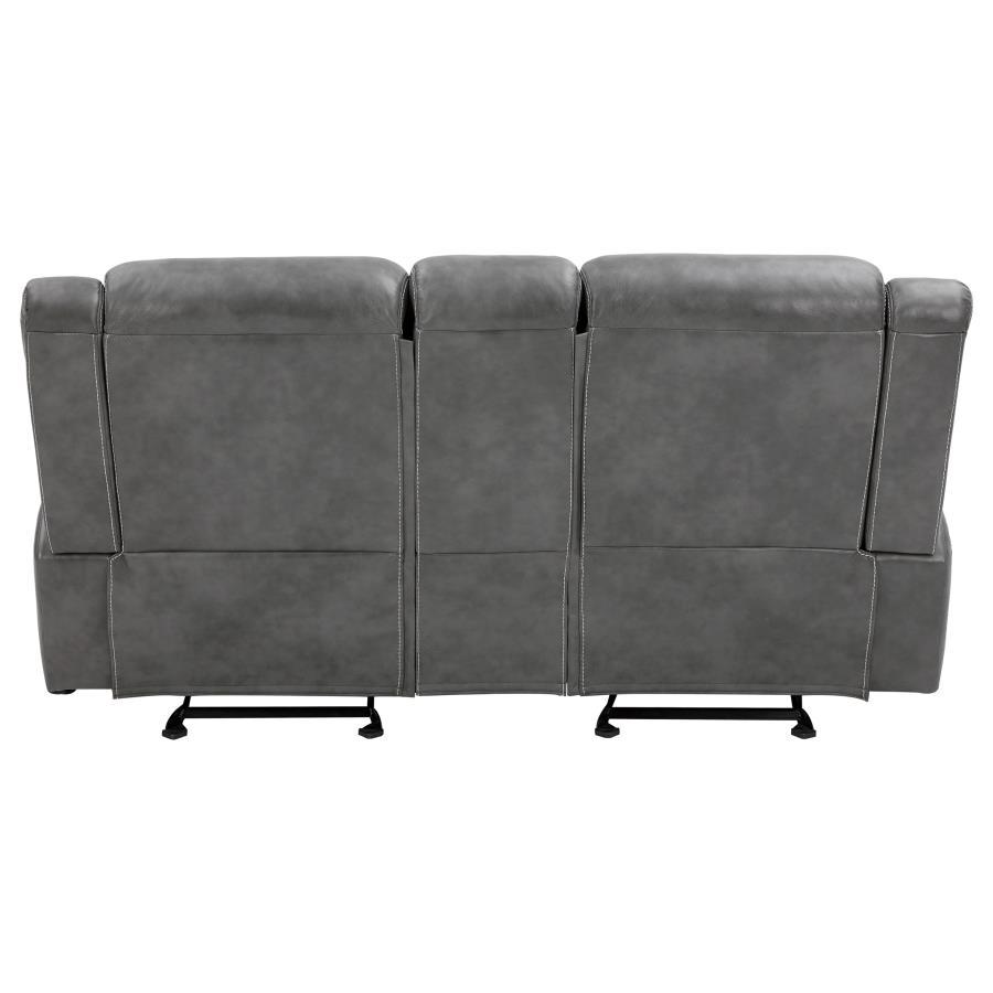 Conrad - Upholstered Padded Arm Glider Loveseat - Gray Reclining Loveseat modern furniture Contempo Furniture