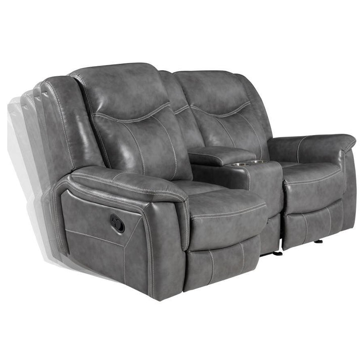 Conrad - Upholstered Padded Arm Glider Loveseat - Gray Reclining Loveseat modern furniture Contempo Furniture