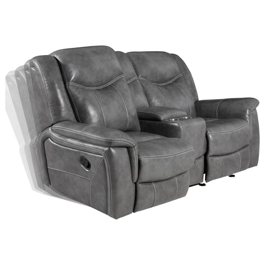 Conrad - Upholstered Padded Arm Glider Loveseat - Gray Reclining Loveseat modern furniture Contempo Furniture