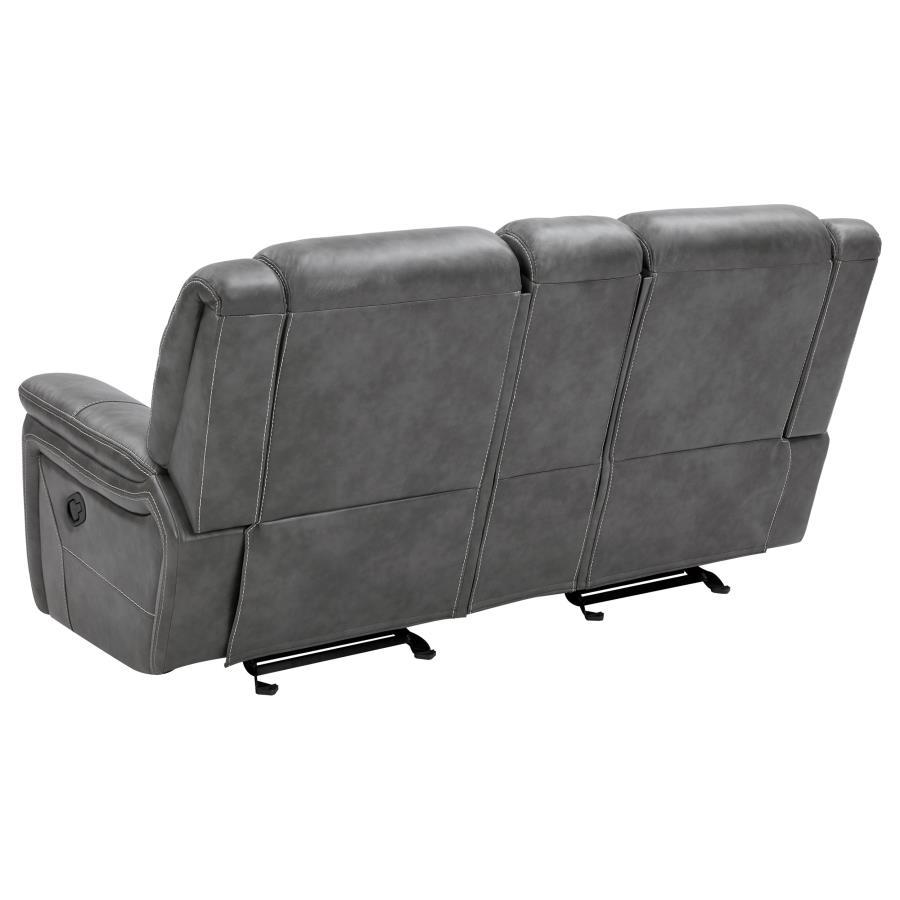 Conrad - Upholstered Padded Arm Glider Loveseat - Gray Reclining Loveseat modern furniture Contempo Furniture
