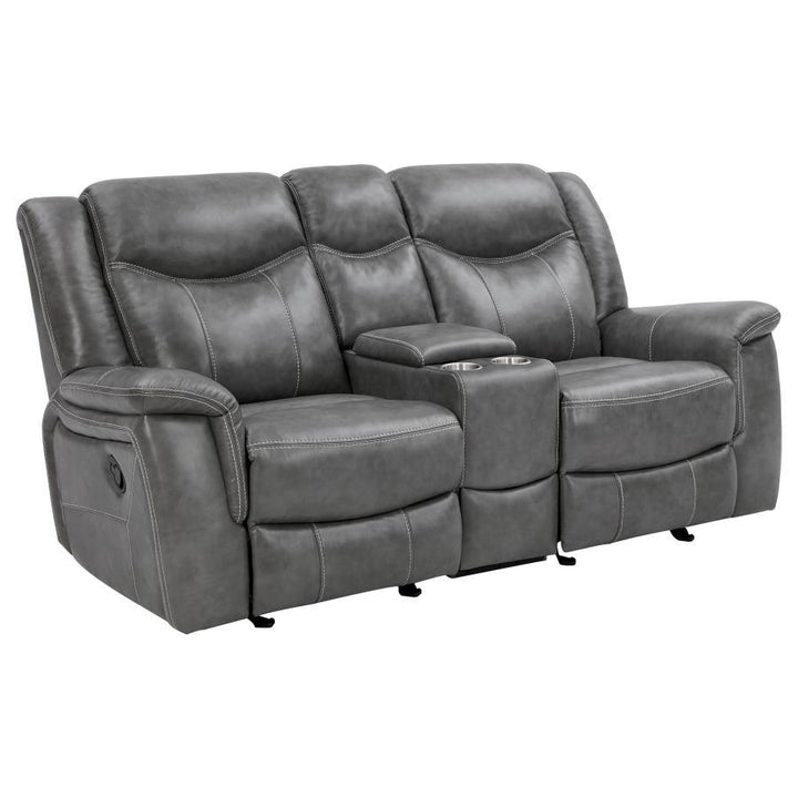 Conrad - Upholstered Padded Arm Glider Loveseat - Gray Reclining Loveseat modern furniture Contempo Furniture