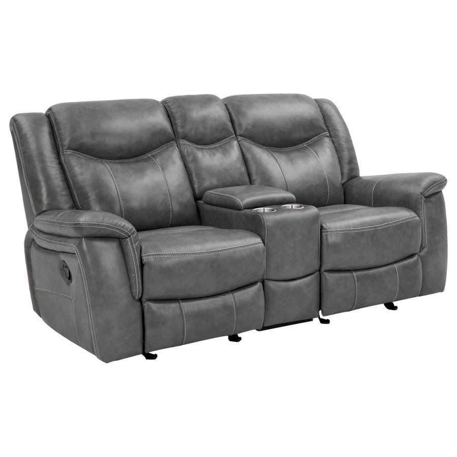 Conrad - Upholstered Padded Arm Glider Loveseat - Gray Reclining Loveseat modern furniture Contempo Furniture