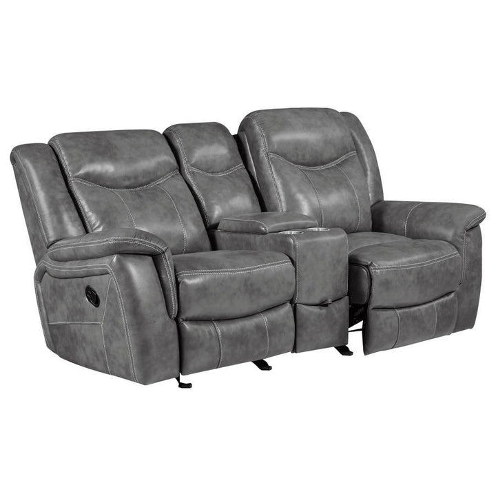 Conrad - Upholstered Padded Arm Glider Loveseat - Gray Reclining Loveseat modern furniture Contempo Furniture