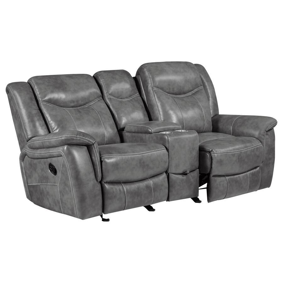 Conrad - Upholstered Padded Arm Glider Loveseat - Gray Reclining Loveseat modern furniture Contempo Furniture
