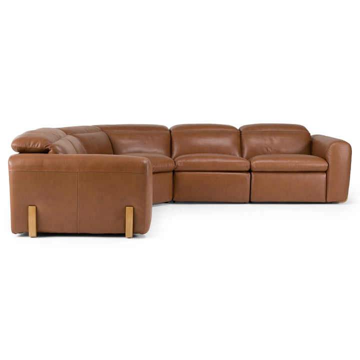 Conrad - Modern Brown Leather Sectional Sofa with 3 Recliners