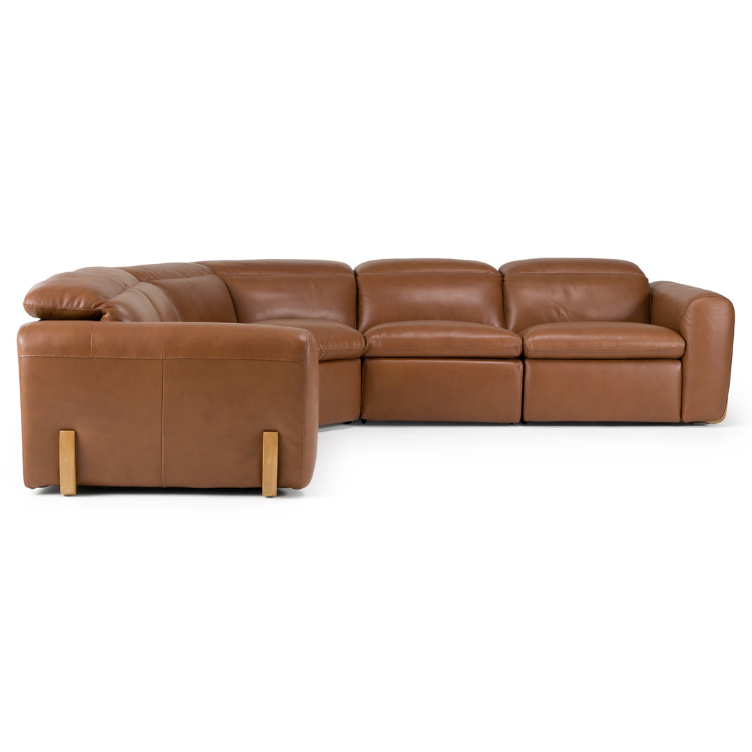Conrad  Modern Brown Leather Sectional Sofa with 3 Recliners