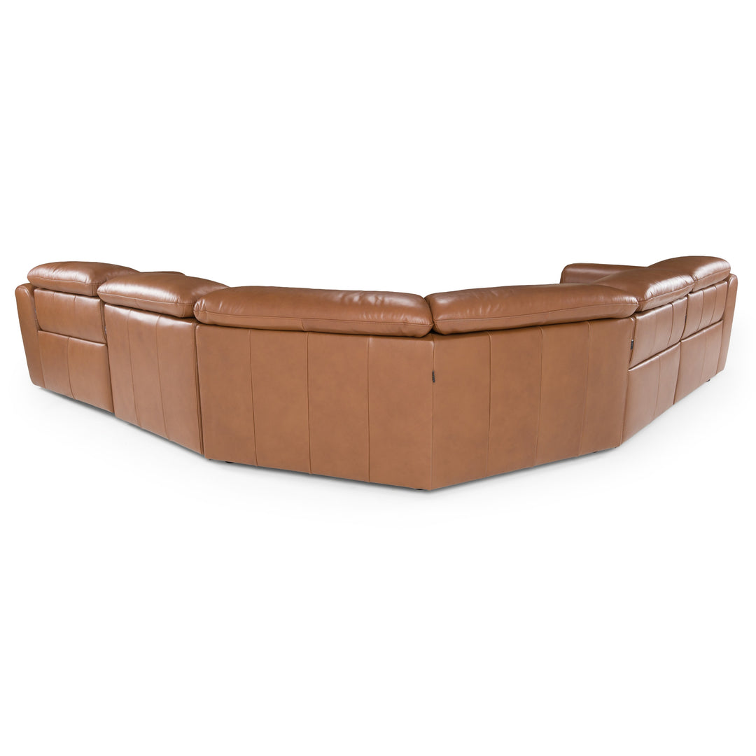 Conrad  Modern Brown Leather Sectional Sofa with 3 Recliners