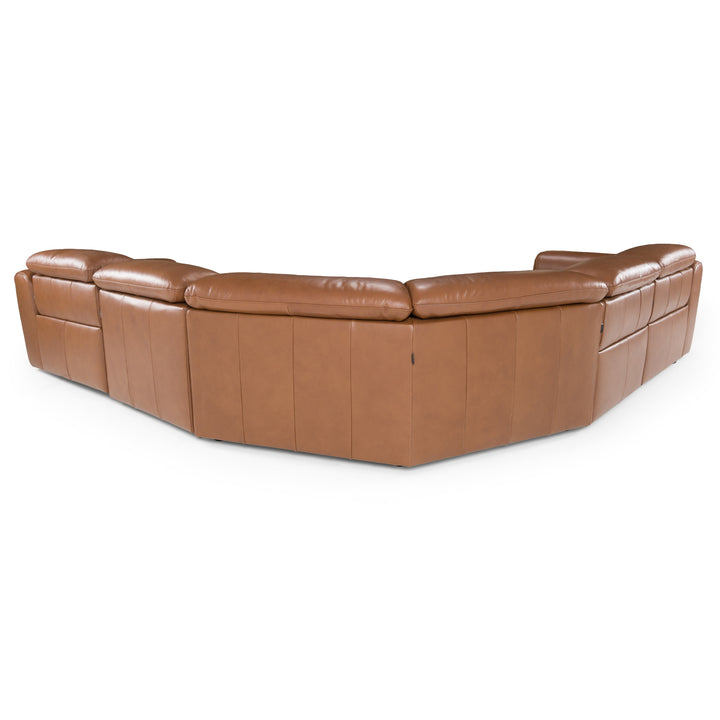 Conrad  Modern Brown Leather Sectional Sofa with 3 Recliners