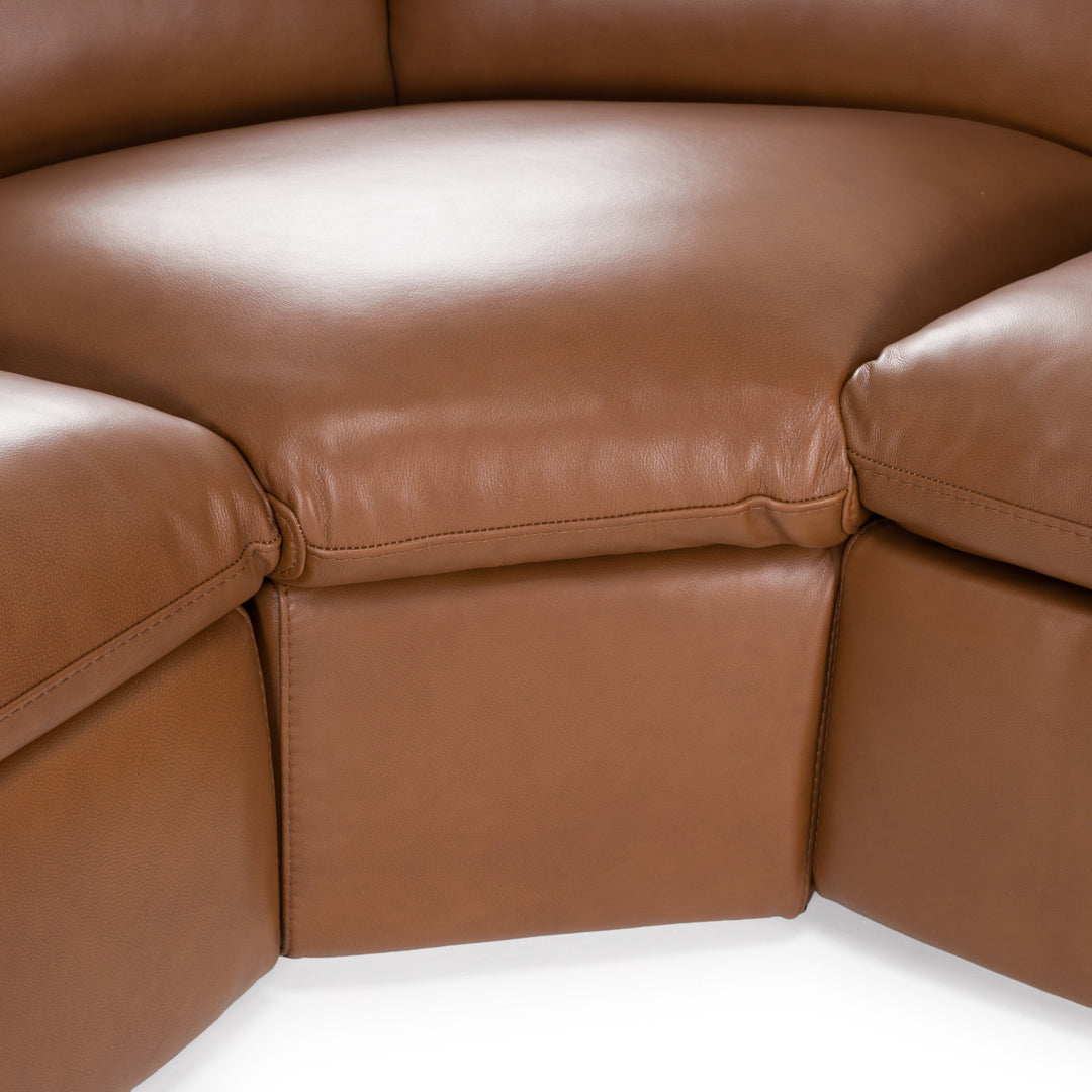 Conrad - Modern Brown Leather Sectional Sofa with 3 Recliners