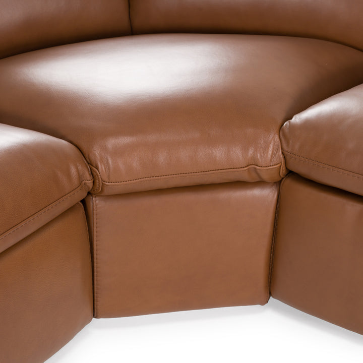 Conrad  Modern Brown Leather Sectional Sofa with 3 Recliners