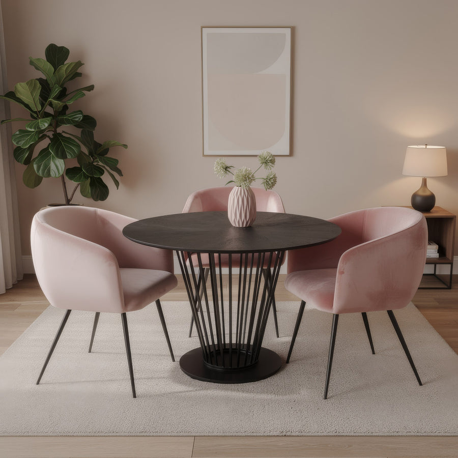 Conroy  Luzerne - Modern Black  Pink Dining Table Set