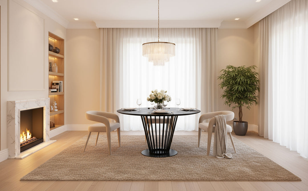 Conroy  Modern Black Round Dining Table