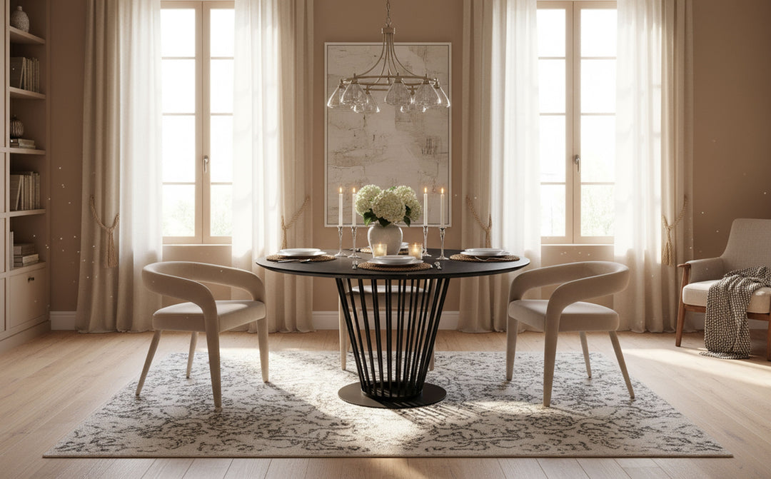 Conroy  Modern Black Round Dining Table