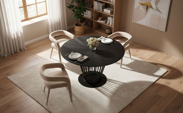 Conroy  Modern Black Round Dining Table