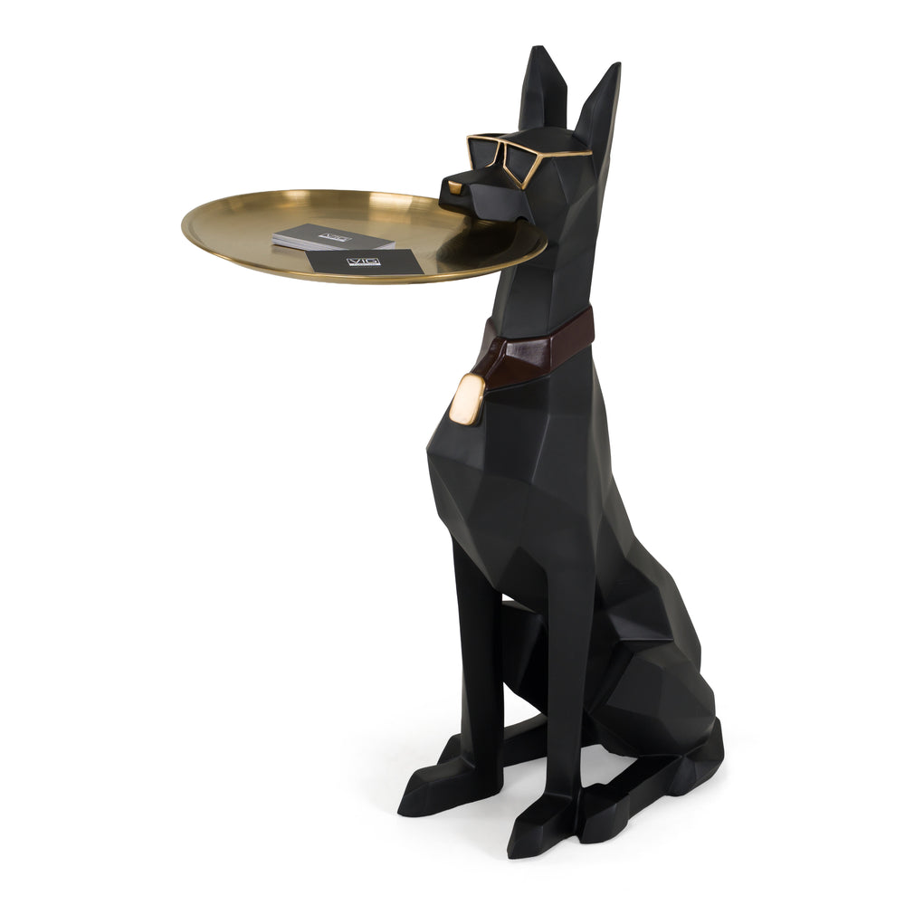Cool Dog With Plate Modern Black + Gold Sculpture - View 3