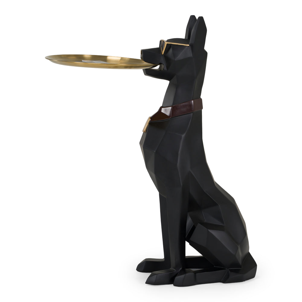 Cool Dog With Plate Modern Black + Gold Sculpture - View 4