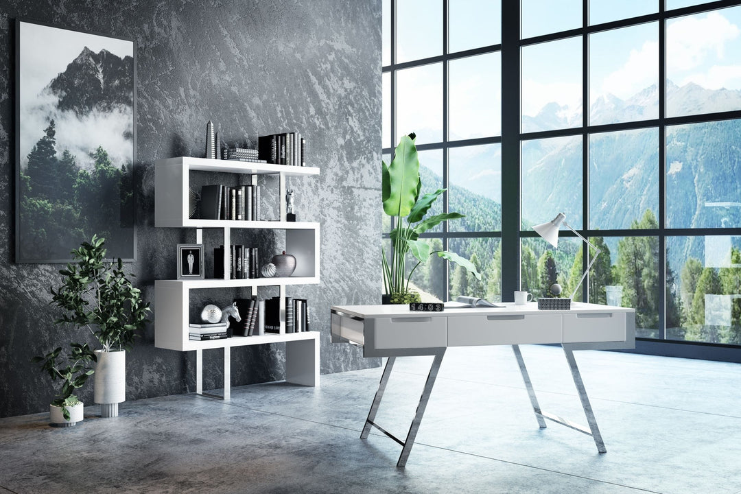 Maze Modern White High Gloss Bookcase