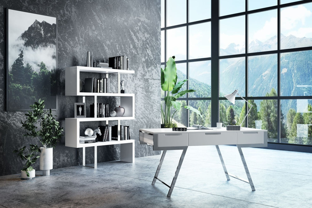 Maze Modern White High Gloss Bookcase - View 3