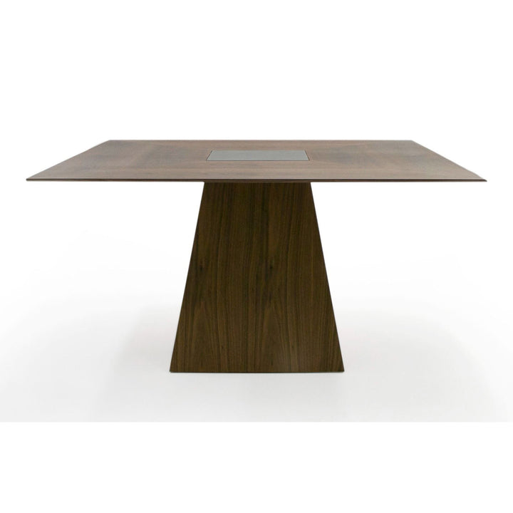 Cora- Modern Walnut and Black Tempered Glass Dining Table
