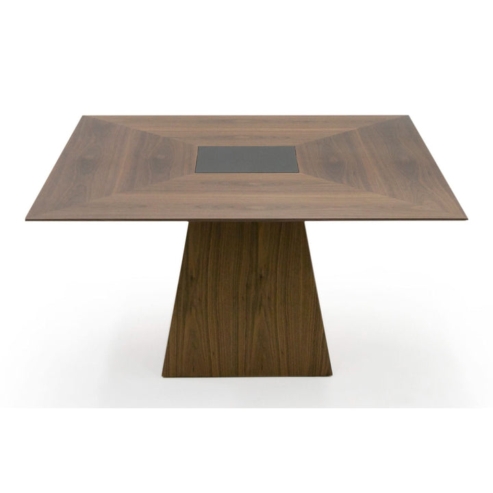 Cora- Modern Walnut and Black Tempered Glass Dining Table