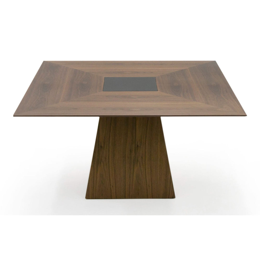 Cora- Modern Walnut and Black Tempered Glass Dining Table