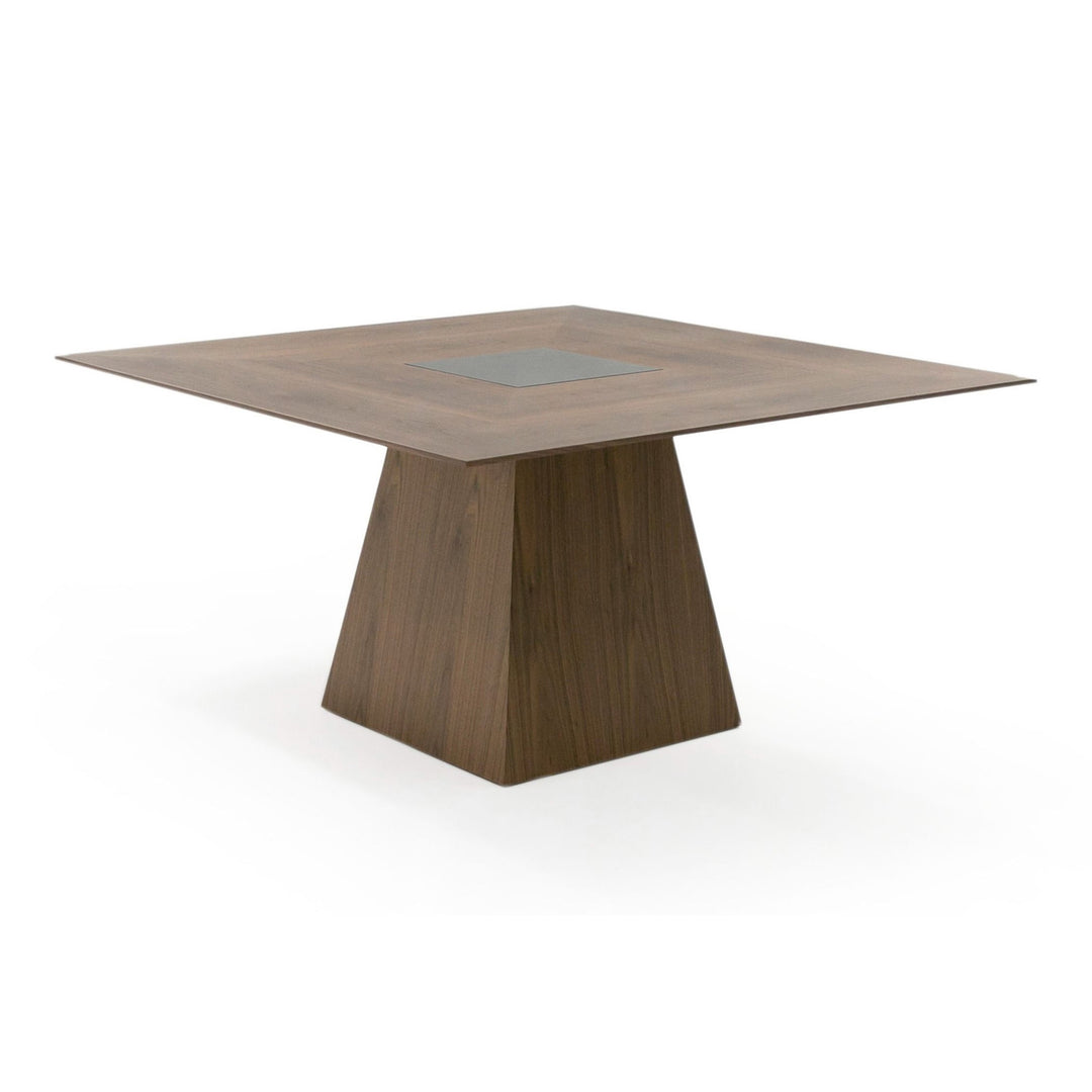 Cora- Modern Walnut and Black Tempered Glass Dining Table