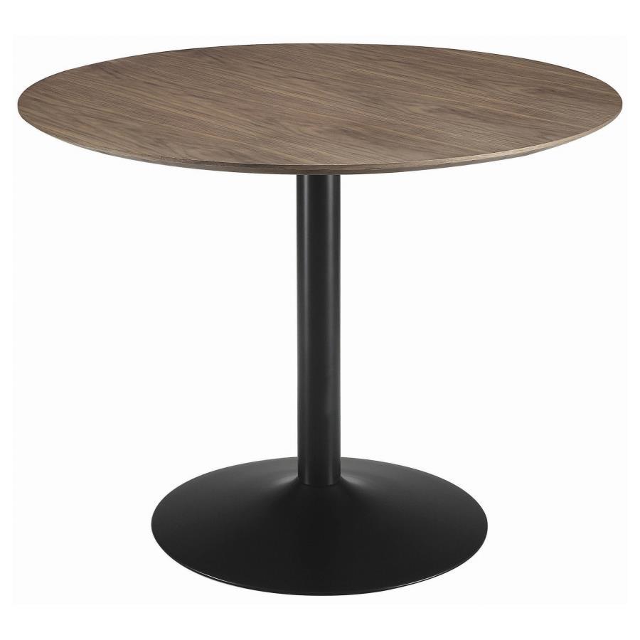 Cora - Round Wood Top Dining Table - Brown Walnut Dining Table modern furniture Contempo Furniture