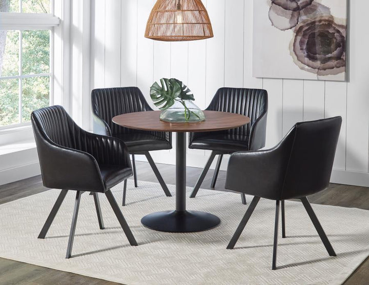 Cora - Round Wood Top Dining Table - Brown Walnut Dining Table modern furniture Contempo Furniture