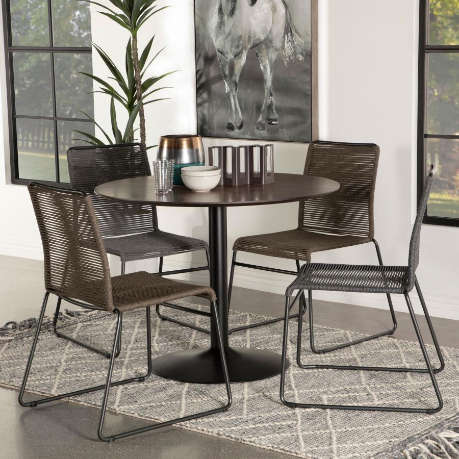 Cora - Round Wood Top Dining Table - Brown Walnut Dining Table modern furniture Contempo Furniture