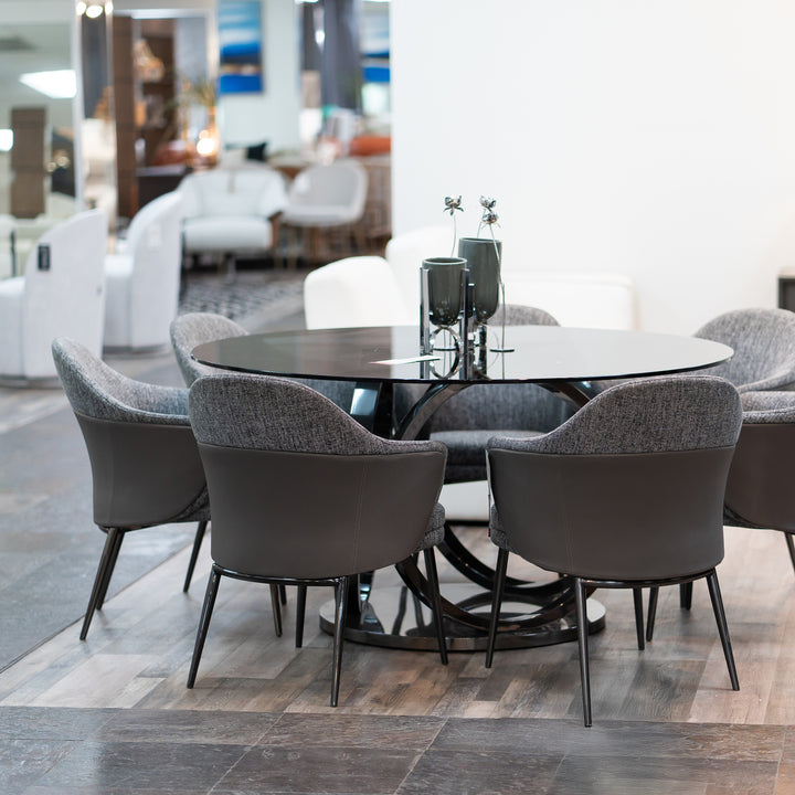 Cora  Modern Grey Fabric & Leatherette Dining Chair