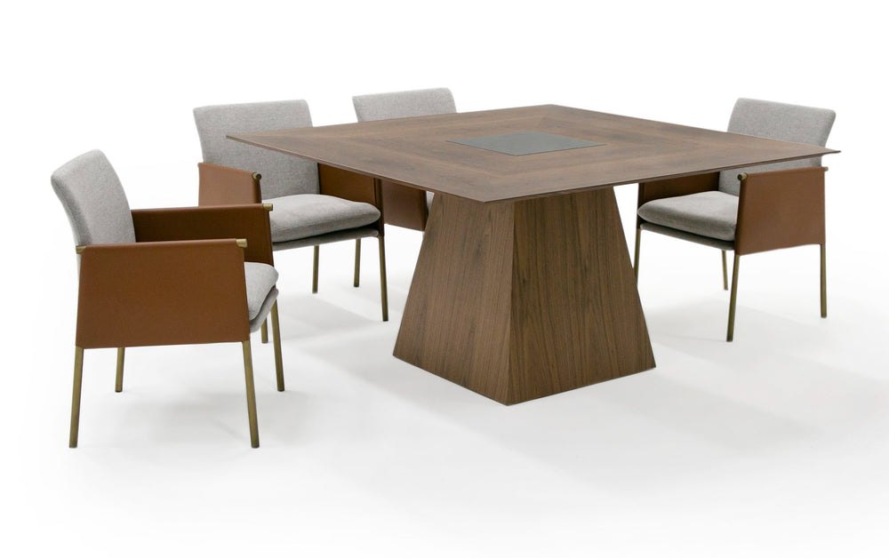 Cora- Modern Walnut and Black Tempered Glass Dining Table - View 3