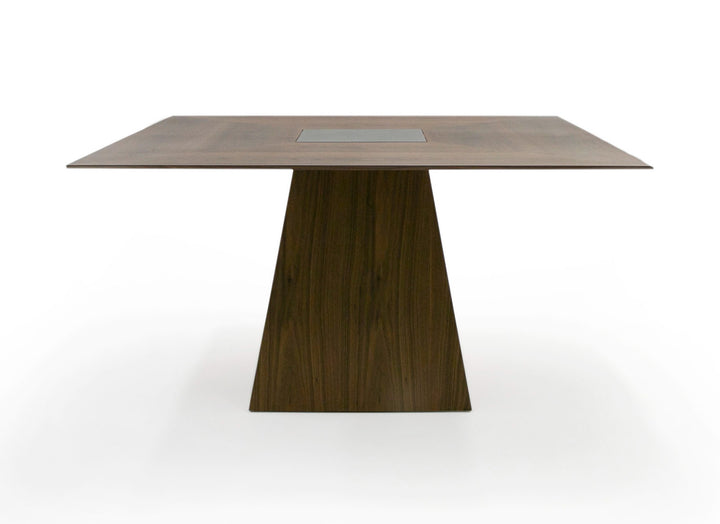 Cora- Modern Walnut and Black Tempered Glass Dining Table