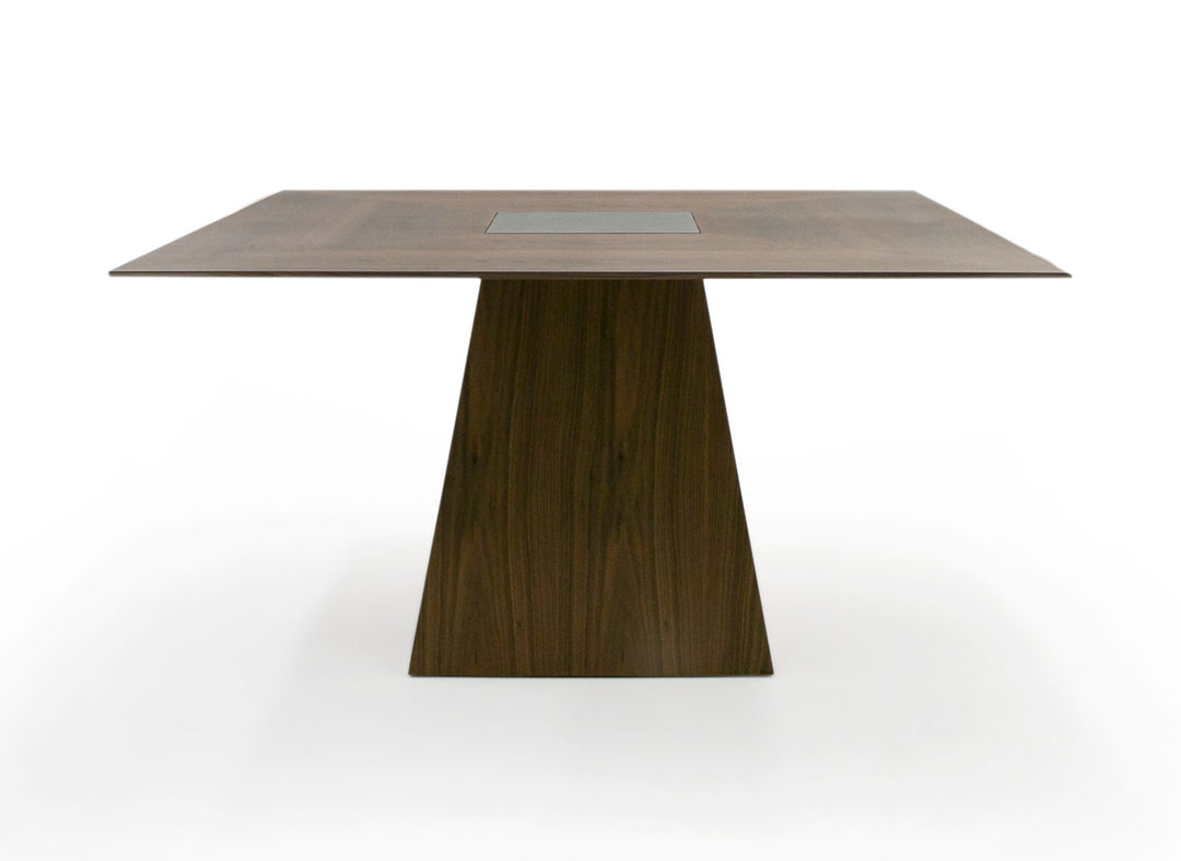 Cora- Modern Walnut and Black Tempered Glass Dining Table